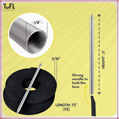 TOFL Softball and Baseball Glove Lace Kit | Mitt Lace Glove Repair Lacing Kit | 2 Leather Laces with Lacing Needle for Catchers Glove