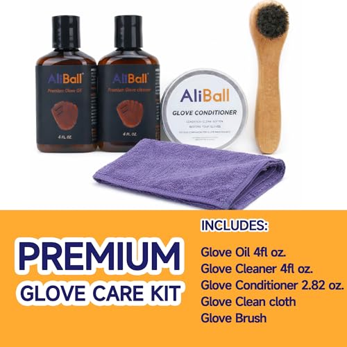 AliBall Ultimate Baseball Mitt Maintenance Kit | 8-Piece Cleaner, Oil, Brushes & Towels Combo - style: Essential Standard Kit