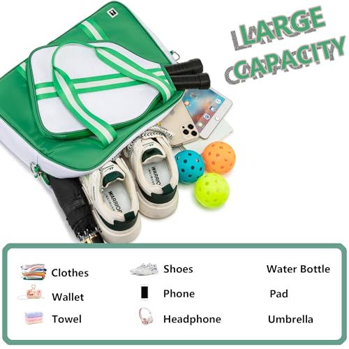 ROYALFAIR Pickleball Tote Bag for Women Men Large Capacity with Paddle Cover Pocket and Adjustable Shoulder strap