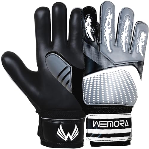 Soccer Goalie Gloves for Kids Youth Junior Boys 4mm Anti Slip Strong Grips Palm Football Goalkeeper Gloves - color: Grey, size: Size 2 suitable for 4 to 5 years old