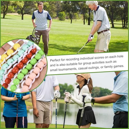 Golf Beads Counter, Golf Ball Beads Bracelet Count Stroke Score Acrylic Sports Keeper Putting with Hook for Golfer