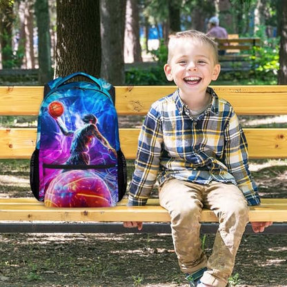 Basketball Backpack for Boys Sports School Bookbag - Kids Lightweight Schoolbag for Youth Preschool Elementary Middle Students (17 Inch) - color: Deep Purple