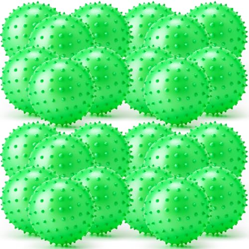 Jerify Knobby Balls Bouncy Spiky Sensory Ball Bulk Soft Inflatable Massage Stress Plastic Toy for School Party Play Indoor Outdoor - color: Green, size: 4.72"
