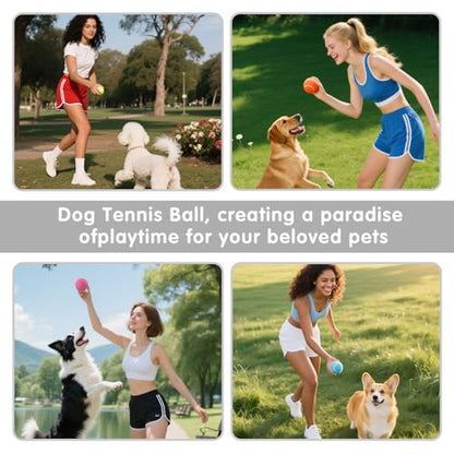 PHOEPET 6-Pack Tennis Balls for Beginner Training Practice- Bulk Dog Balls for Fetch Chew Toys(Mix Colors)