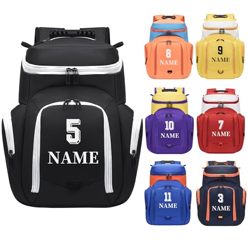 Custom Men's Basketball Backpack - color: Black White