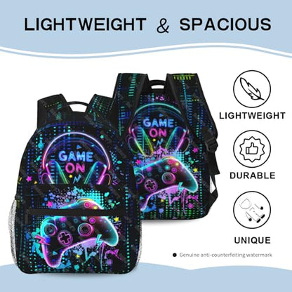Video Game Backpack for Boys School Backpack for Kids Children Teens Elementary Middle School Students Bookbag Ages 6-18, Game Bookbag Travel Back Pack - color: Gamepad