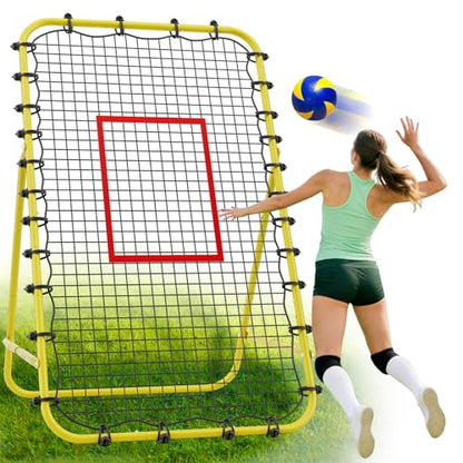 Adjustable Volleyball Rebounder Net 7x4 FT - Ultimate Training Equipment for Volleyball & Lacrosse Enhanced Bouncing System for Volleying, Bumping, and Spiking Drills - color: Yellow