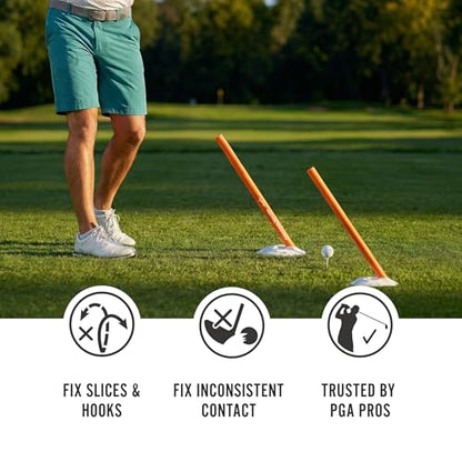 WHYGOLF Alignment Discs Lite, Compact Golf Swing Trainer and Alignment Sticks Set with 2 Discs and 2 Foam Rods, Portable Golf Training Aid and Practice Accessory
