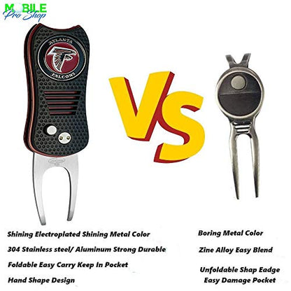 Switchblade Divot Repair Tool with Logo Printed Removable Magnetic Ball Marker-Best Divot Fixer - style: Atlanta Falcons
