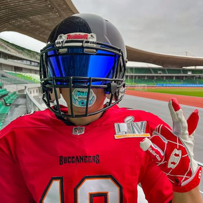LeCool Football Mouth Guard with Connected Strap- 3D Beast Chrome Adult and Youth Mouth Guard-Mouth Piece for Sports for Maximum Air Flow and Teeth Protection