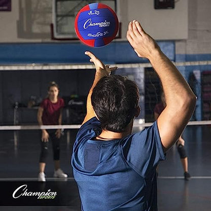Champion Sports Fabric Volleyball with No-Sting Cover, Indoor - Soft Volleyballs for Beginners - Red/Blue