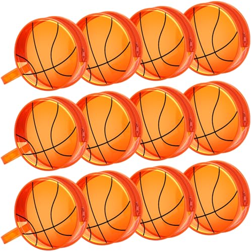 Reginary 12 Pcs Basketball Clear Makeup Bag Cosmetic Snack Bag with Zipper Handle Strap Waterproof Travel Vacation Toiletries Accessories for Friends Women Basketball 2026 Senior Night Team Gift - style: Basketball