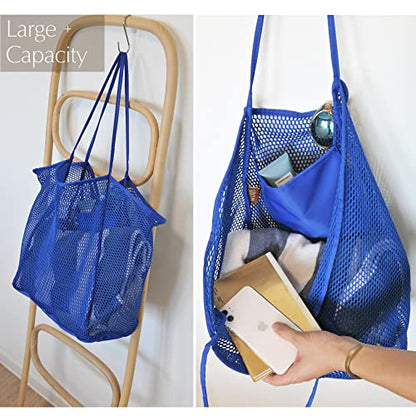 HOXIS Mesh Beach Tote Womens Shoulder Handbag - color: Klein Blue