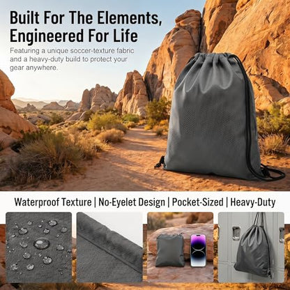 Extra Large Drawstring Backpack, Heavy-Duty Oxford String Bag for Basketball, Soccer & Laptop (2, Gray) - color: Gray