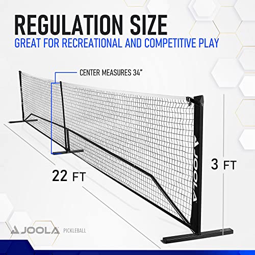 JOOLA Elemental Pickleball Net - Regulation Height 36" Posts & 34" Center, USAPA Recommended 22' Length - Steel Frame & Durable Net, Portable Pickleball Net Includes Carry Bag, Quick & Easy Assembly