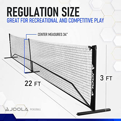 JOOLA Elemental Pickleball Net - Regulation Height 36" Posts & 34" Center, USAPA Recommended 22' Length - Steel Frame & Durable Net, Portable Pickleball Net Includes Carry Bag, Quick & Easy Assembly