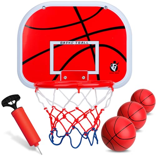 Indoor Basketball Hoop Set for Kids Adults, Mini Over The Door Hoop Set with 4 Balls for Dormitory Home Office, Upgarde Wall Mount Basketball Goal Sport Game for Boys Teen - style: SET1