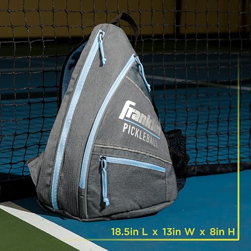 Franklin Sports Pickleball Bags - Sling Bag Backpack for Gear + Equipment - Men + Women - Holds Paddles, Balls + Accessories - color: Gray/Blue