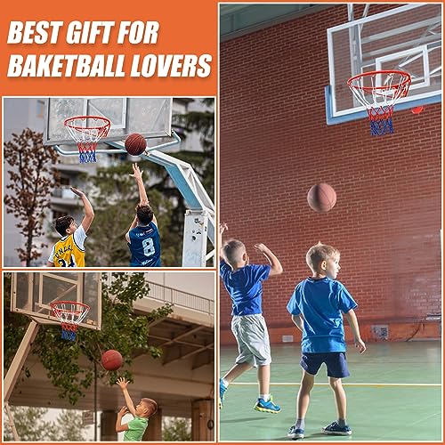 Basketball Rim Goal 18 ", Replacement Basketball Rim Goal Hoop Net for Indoor Outdoor - color: red