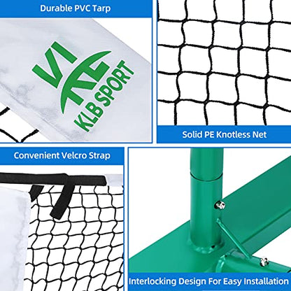 Portable Pickleball Net System Regulation Size Net Set 22FT for Indoor and Outdoor, Designed for All Weather Conditions with Steady Metal Frame, Strong PE Net and 600D Carrying Bag