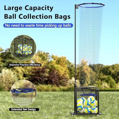 Volleyball Setter Trainer Net Adjustable Height and Angle Home Volleyball Trainer Net with Wheels and Collection Bag Volleyball Training Equipment for Both Indoor and Outdoor Training