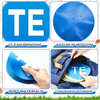 Fuyoooo 7 Pcs Football Lineman Split Marker Players Floor Spot Markers Playing Field Marking Equipment Alignment Offensive Defensive Positions Dots for Drills and Training Teaching Classroom, 6 Inch