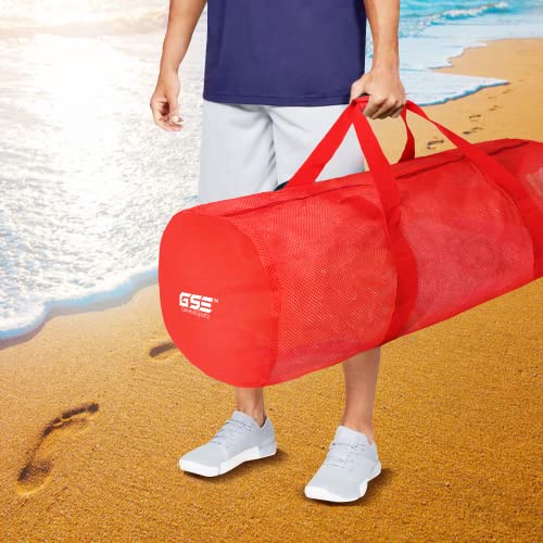 Red Heavy-Duty Large Mesh Sports Duffle Bag, Dry Bag, Diving Equipment Scuba Bag with Zipper. Great for Gym Workout, Sport Balls Storage, Scuba Gear, Snorkeling, Water Sports and Travel - color: Red, style: 1-pack