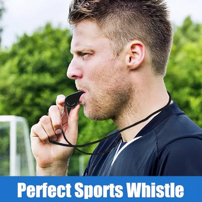 SANNIX 7 Pack Whistles, Coaches Whistles with Lanyard Sports Whistle Loud Crisp Sound Whistles for Referees Training Gyms Emergency - color: Black