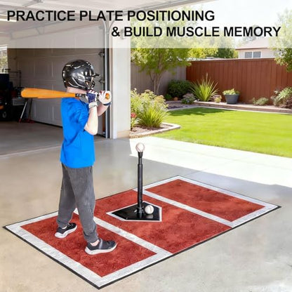 Anti-Slip Baseball Hitting Mat & Softball Training Mat - Thickened Batting Cage Mat for Stance Practice, 6.5 x 4 Feet