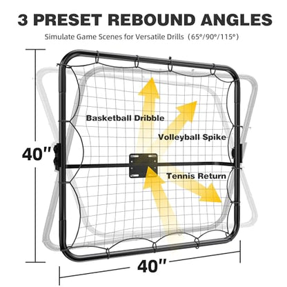 MR Basketball Rebounder 40”x40”, Adjustable Passback Net, Multi-Sport Training Rebound Net, Ball Return System Set up on 2''~6'' Pole for Basketball, Volleyball, Tennis, Pickleball, Baseball Practice