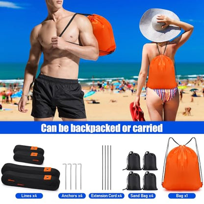 TOBWOLF Beach Volleyball Lines for Sand, Heavy Duty Volleyball Court Lines for Sand Beach Grass Backyard, 26.3' x 52.6' Portable Volleyball Boundary Lines with Metal Anchors & Sandbags