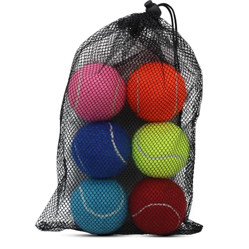 SHYUJAJIE Tennis Balls, 6 Pack Training Tennis Balls,High Elasticity Practice Balls for Beginner, Playing Balls for Dogs - color: Rainbow