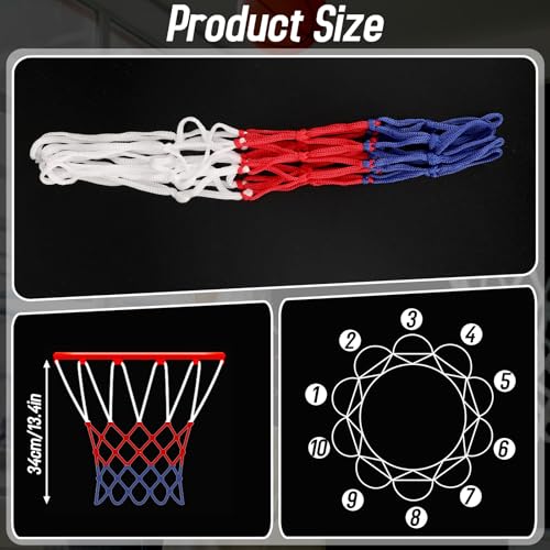 8 Pcs Mini Basketball Nets Replacement for 8"-10.25" Basketball Rims with 10 Loops, Nylon Small Basketball Hoop Net Outdoor Indoor Basketball Net for Kids