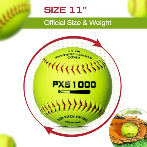 WinnerWhy 18 Pcs Sports Practice Softballs Leather Covered Training Ball Slow Pitch Softball Balls for Games, Practice and Training