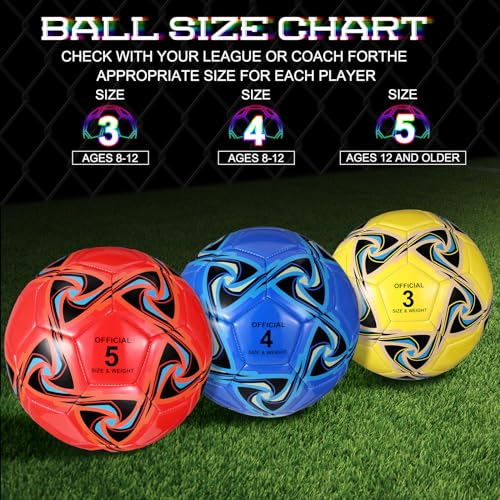Deekin 6 Pcs Soccer Ball Bulk with Pump Official Size Indoor Outdoor Sport Soccer Gift for Kids Teen Adult Practice Game Back to School
