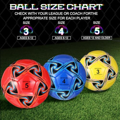 Deekin 6 Pcs Soccer Ball Bulk with Pump Official Size Indoor Outdoor Sport Soccer Gift for Kids Teen Adult Practice Game Back to School