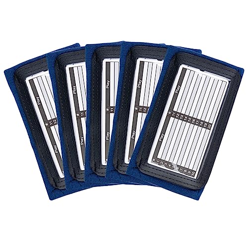 5 Pack Youth Quarterback Wristband - Triple Windows QB Wristband - 3 Playsheet Compartments- Great for Football, Baseball, All Sports(Youth, 5 Pack) - color: Navy Blue
