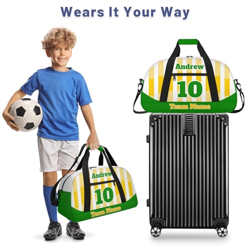 Basketball Soccer Gifts for Boys Girls - Custom Sports Duffle Bag, Personalized Name & Team Bag, Water-Resistant Gym Bag for Basketball, Soccer, Volleyball | Y-Yellow Green - color: Y-Yellow Green
