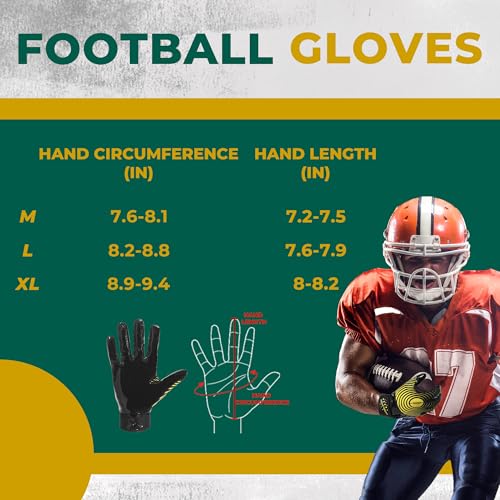 HANDLANDY Youth Football Gloves, Kids Sticky Receiver Gloves,Super Grip Football Glove Best Gift for Boys,Girls