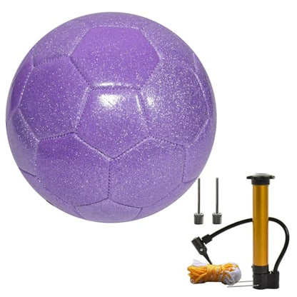 Glitter Soccer Ball Set,Operation Christmas Soccer Ball Bulk with Pump Needles,Size 3 4 5 Training Balls for Youth, Teens, and Adults,Christian Charity Donation Supplies - color: Glitter Purple, size: Size 4-1 pack