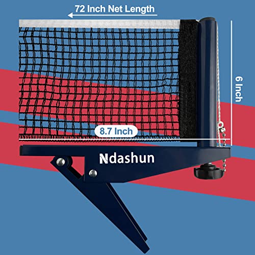 Ping Pong Net with Clamp, Professional Table Tennis Net and Post Set, Adjustable Training Practice Mesh, Portable Grip Holder Clip Equipment, Accessories for Indoor Outdoor (Navy)