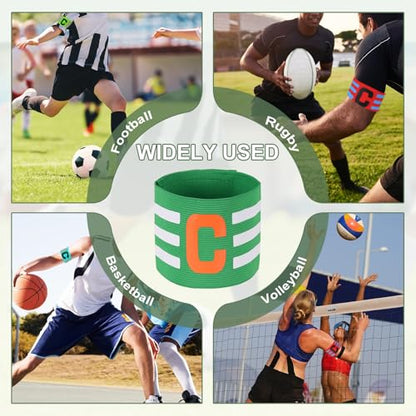 Captain Arm Bands for Soccer, Soccer Captain C Armband, Classic Striped Elastic Protective Arm Badge Player Bands - color: Grass Green