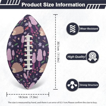 SYtrade Recreational Football Game Footballs PU Composite Leather Footballs for Training Indoor Outdoor - color: Hedgehog Flower Purple