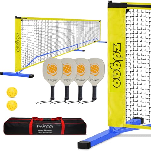 Portable Pickleball Net Set, 22FT Regularion Size Pickle Ball Net with Paddles Set, Outdoor Pickleballs and Carry Bag, Easy Setup for Indoor, Outdoor, Driveway - color: Blue, style: Pickleball Net Set