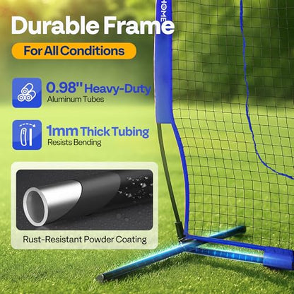 VIVOHOME Baseball Softball Batting Net - 7x7 Ft Baseball Backstop, Softball Practice Net for Hitting, Pitching, Throwing with Batting Tee and Carry Bag - style: 7 x 7 ft Blue Net with Tee