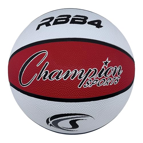Champion Sports Rubber Basketballs – Durable Indoor & Outdoor Training & Recreational Game Balls, Multiple Sizes & Colors - color: Red/White/Blue, style: Intermediate (Size 6 - 28.5")