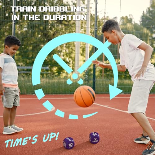 Basketball Dribble Skills Dice Set - Training Equipment - Basketball Gift for Boys.Dribble Skills Training for Beginner and Party Favors - color: Purple