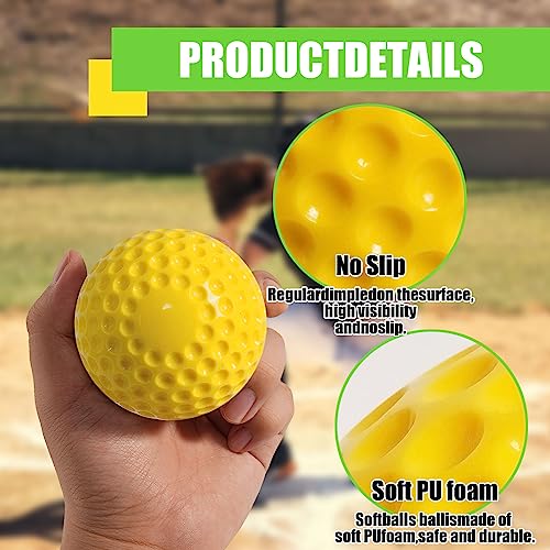 Dimpled Softballs 11 Inch Pitching Machine Softballs for Hitting and Fielding Practice12PACK （one Dozen） - color: yellow