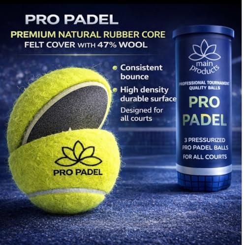 Pro Padel Balls - Professional Tournament Quality Balls, 1 Tube (3 Balls), 47% Wool, Pressurized for Extreme Durability, for All Courts.