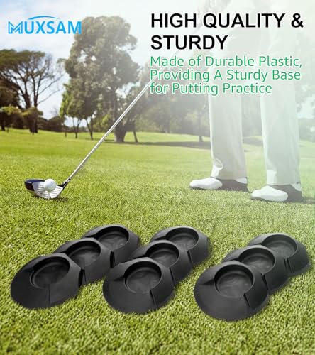 MUXSAM 6 Pieces All-Direction Putter Cups Practice Black Golf Putting Cup Golf Training Cup Golf Practicing Hole Putting Aid Putter Training Aid Fit for Beginner Golf Training Accessory